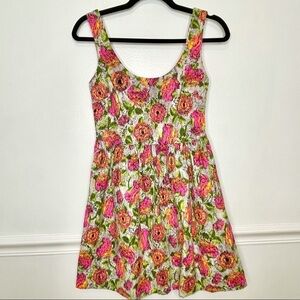 Zara Floral Barbiecore Scoop Neck Mini Dress S